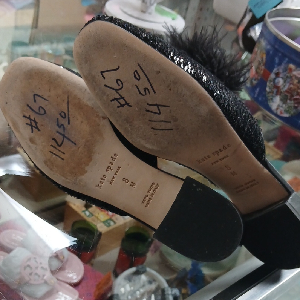 Kate Spade Black Glamorous Fur Mules - Picture 3 of 4